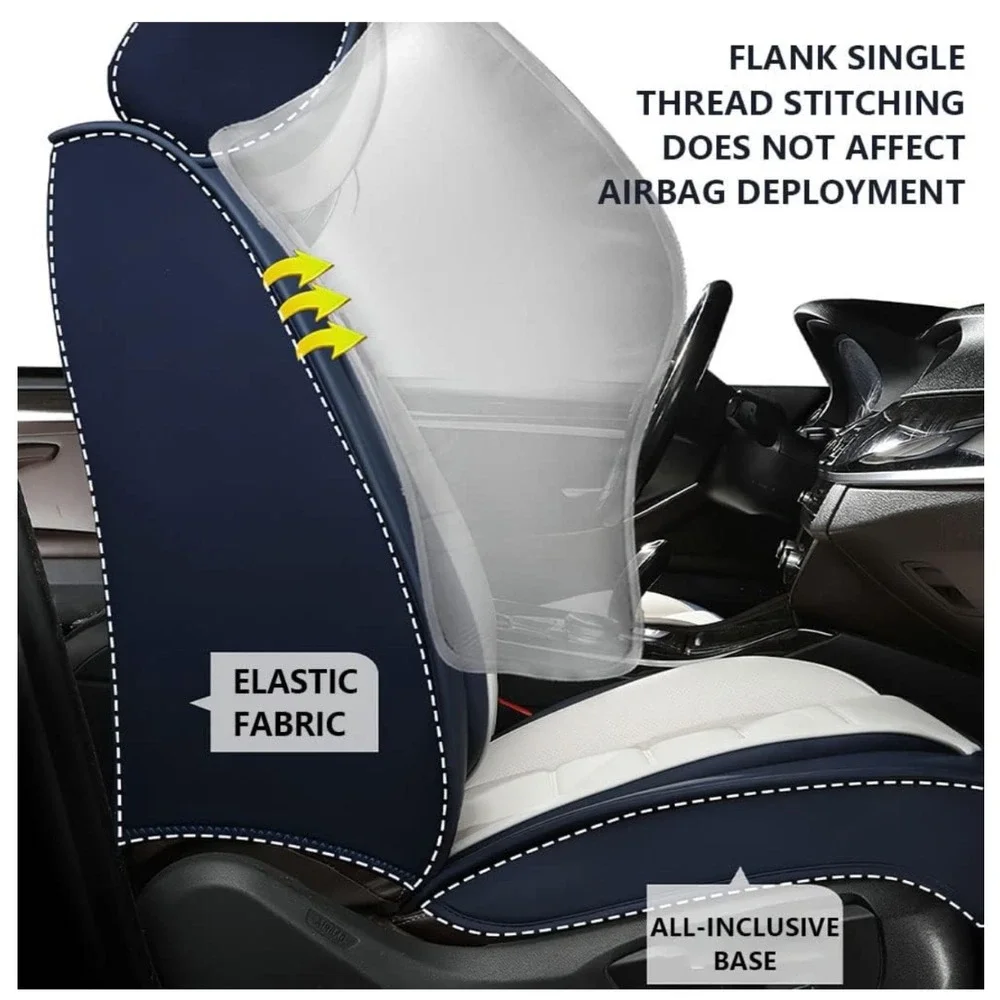 Luxury Car Seat Covers Waterproof Leather Breathable Front Rear Black Orange